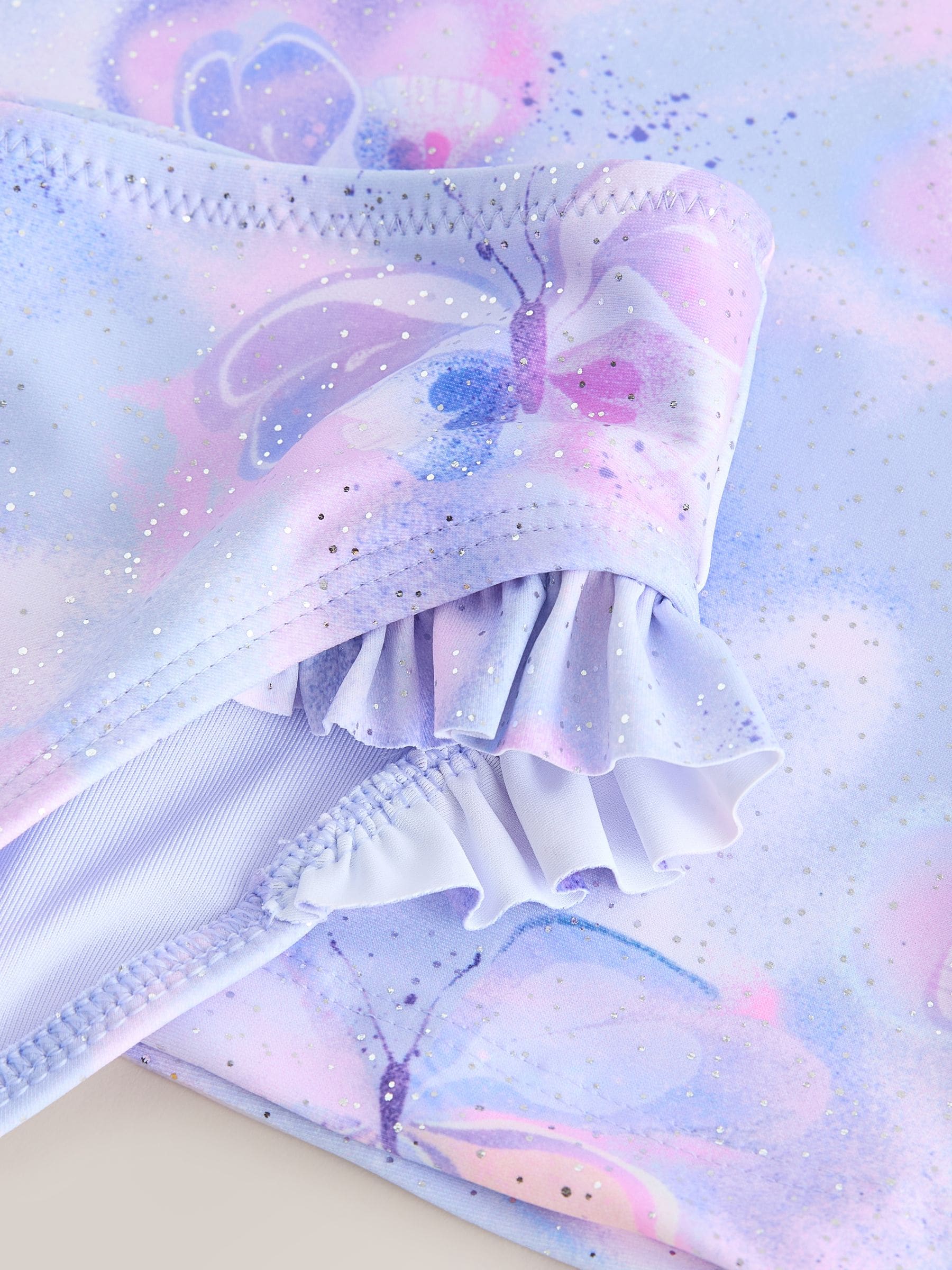 Lilac Purple Butterfly Foil - Zonbeschermende zwemset met korte mouwen (3mnd-10jr)