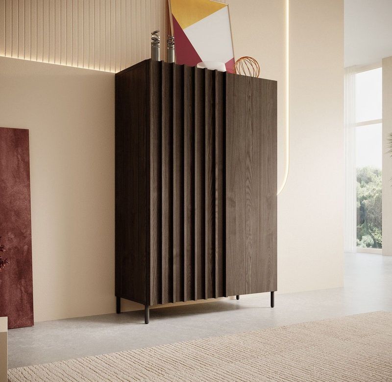 Meubella - Dressoir Paz - Donker Eiken - 2 Deuren - 8 Opbergvakken