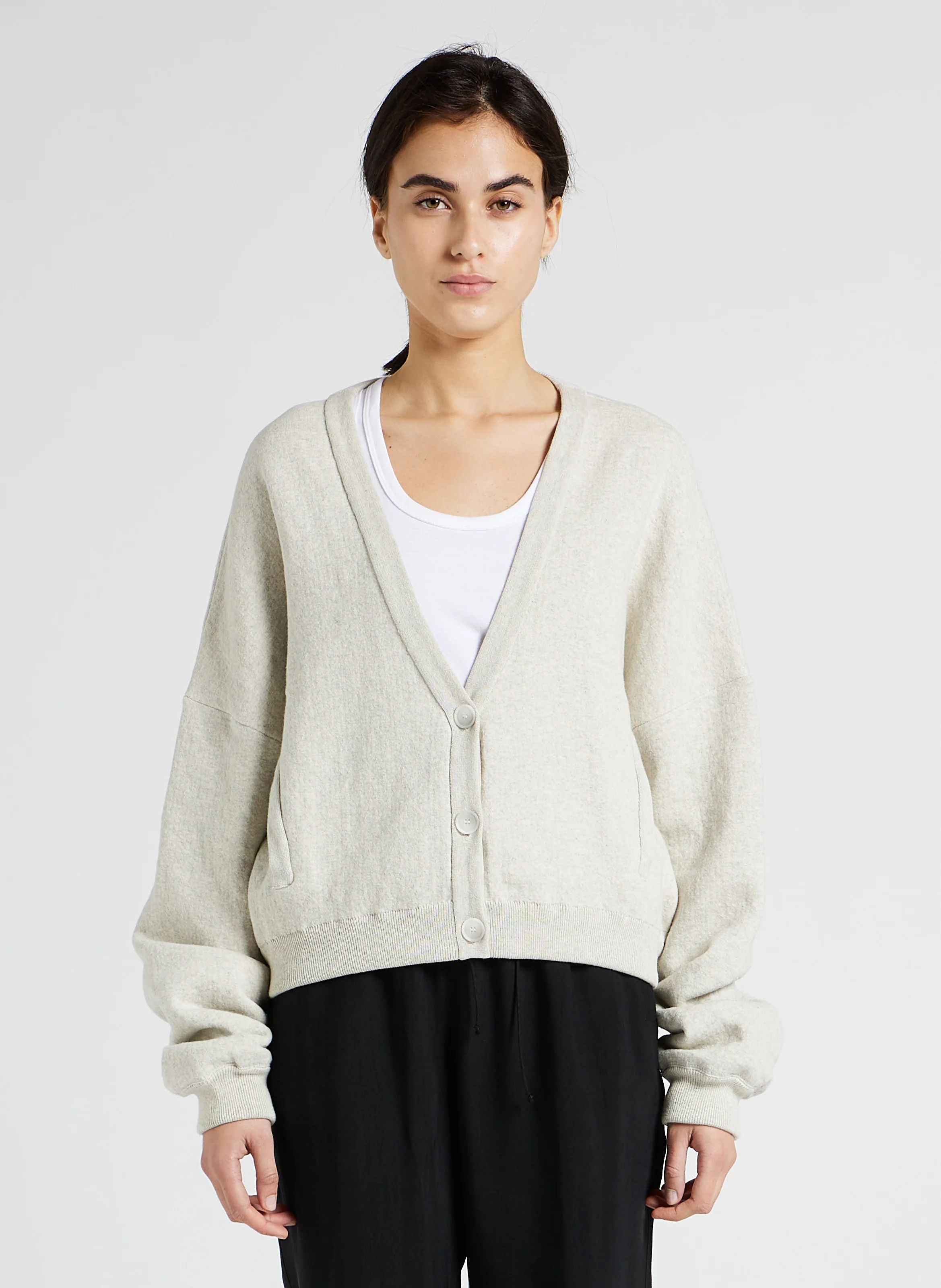 SIYA - Gilet col V ample en coton mélangé | Gris