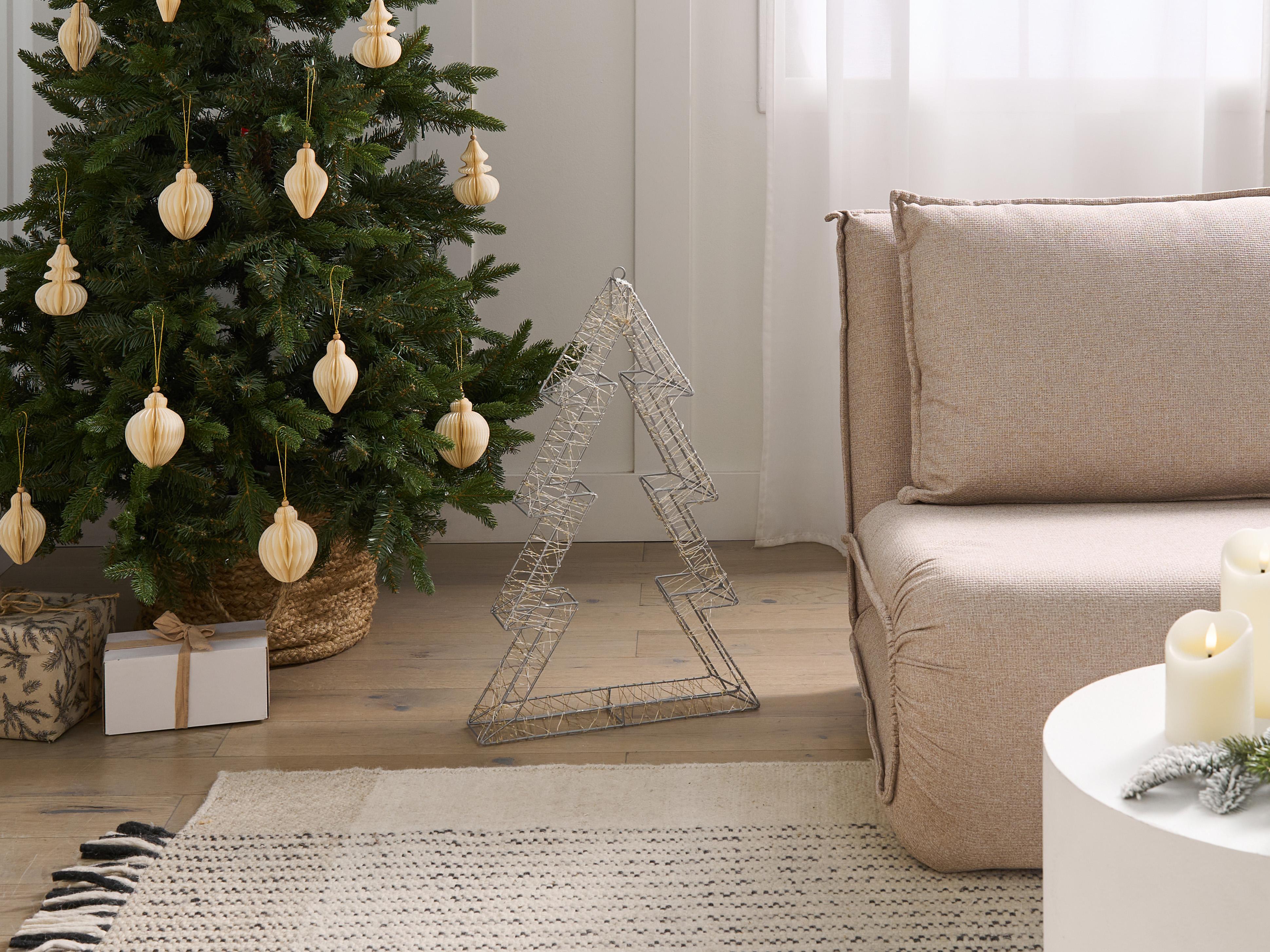 Buitendecoratie LED AKERAN Kerstboom 60 cm Zilver