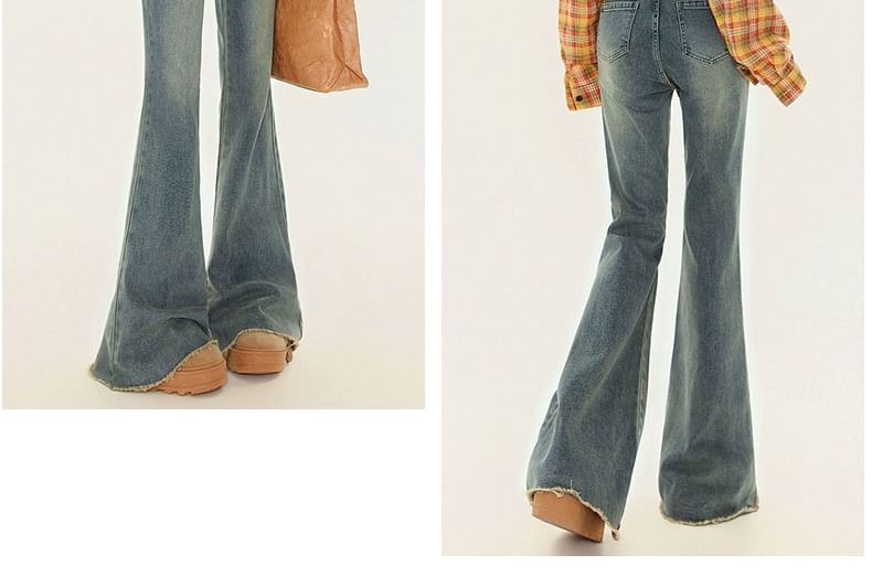 Rosesand - Low Waist Washed Slim-Fit Boot-Cut Jeans