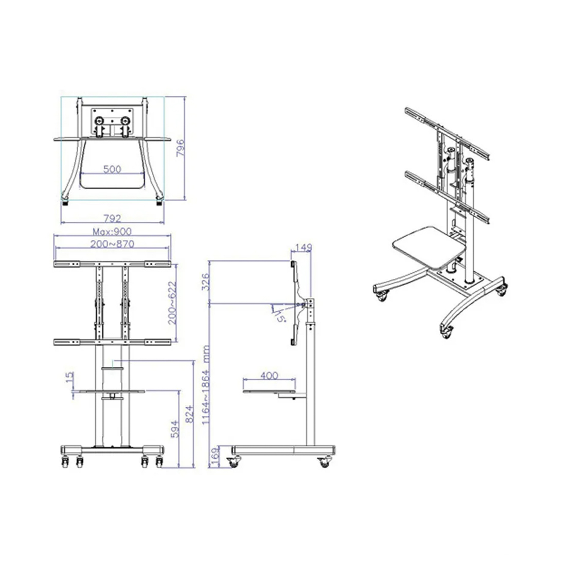 Value TV Rollständer bis 125kg