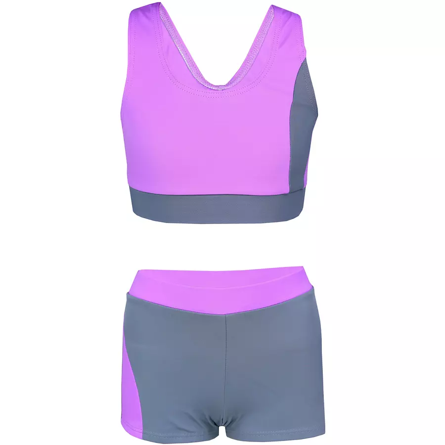 Aquarti Mädchen Sport Bikini - Racerback Bustier & Badehose graulila