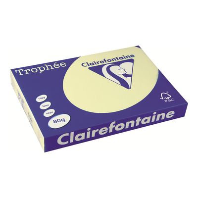 Clairefontaine Trophée - Papier couleur - A3 (297 x 420 mm) - 80 g/m² - Ramette de 500 feuilles - canari