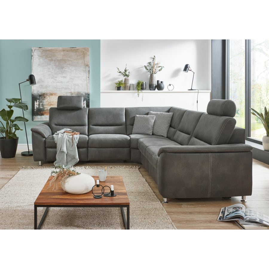 Ecksofa Bonn Stoff Denim, mit Funktionen