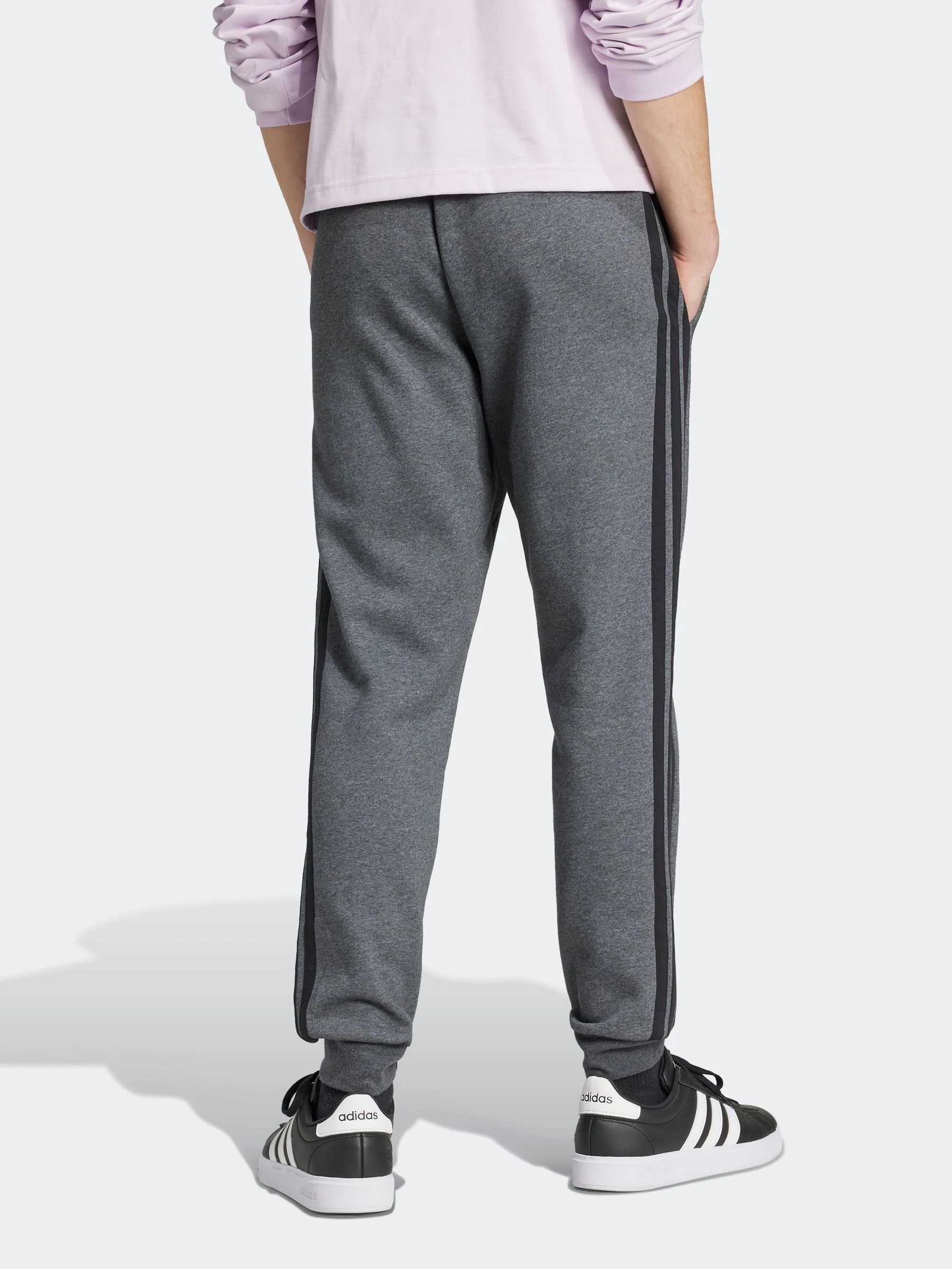 Grijs en zwart - adidas Essentials fleece joggingbroek met 3 strepen