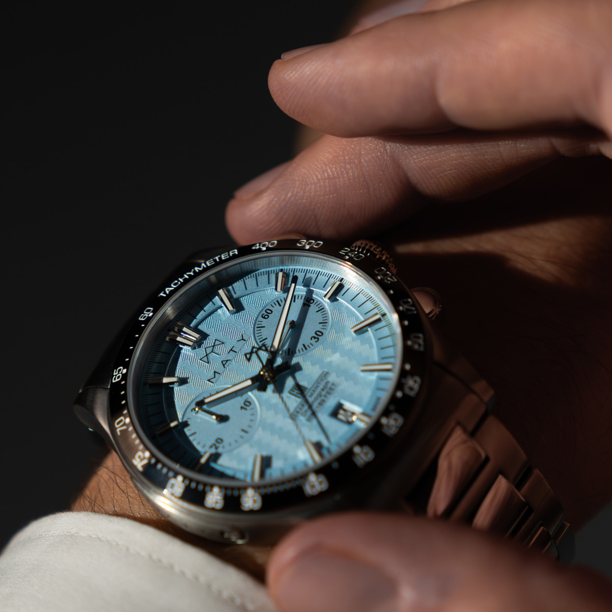 Montre MATY GM chronographe cadran bleu bracelet acier