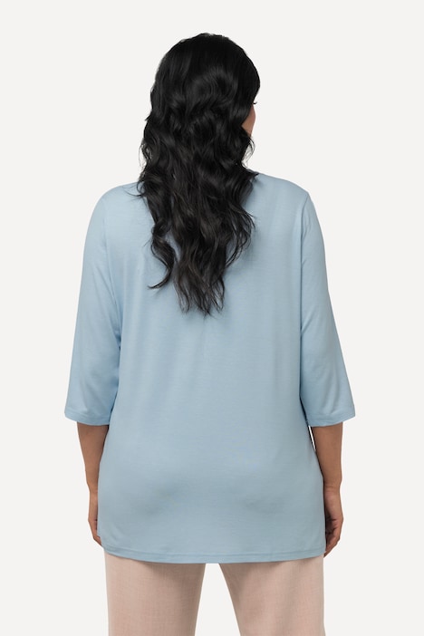 Shirt, tiefer Rundhalsausschnitt, 3/4 Arm