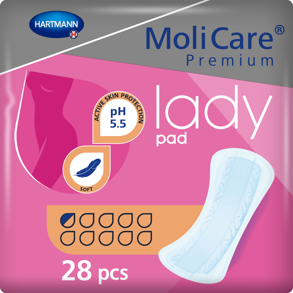 4x Molicare Premium Lady Pad 0,5 Druppels 70 ml Absorptie28 stuks