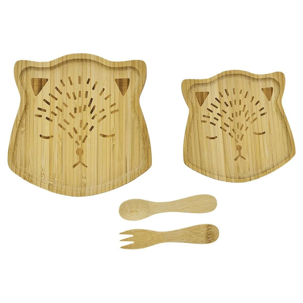 Coffret repas enfant 4 pièces bambou design chat