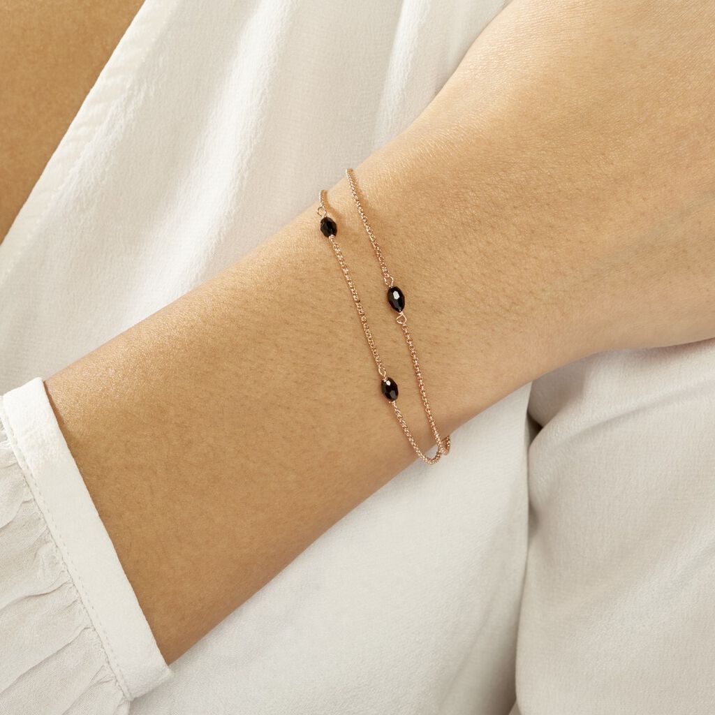 Bracelet Diamantine Argent Rose Pierre De Synthese