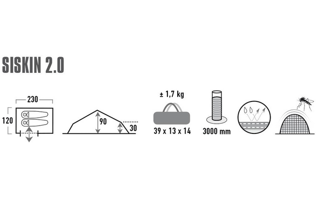 High Peak Siskin 2.0 Einbogenzelt für 2 Personen