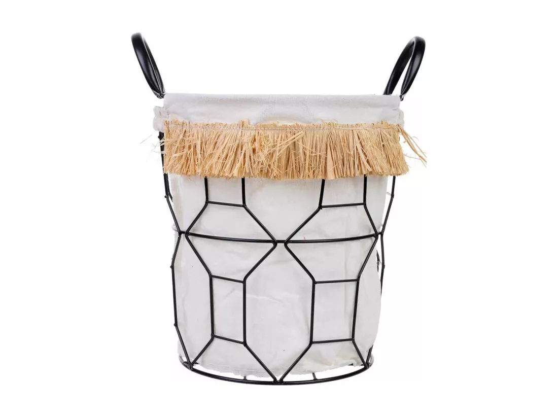 Panier de rangement en métal et tissu D26x28/35