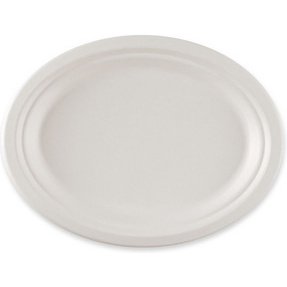 Assiette en canne à sucre, ovale, 265 x 200 mm