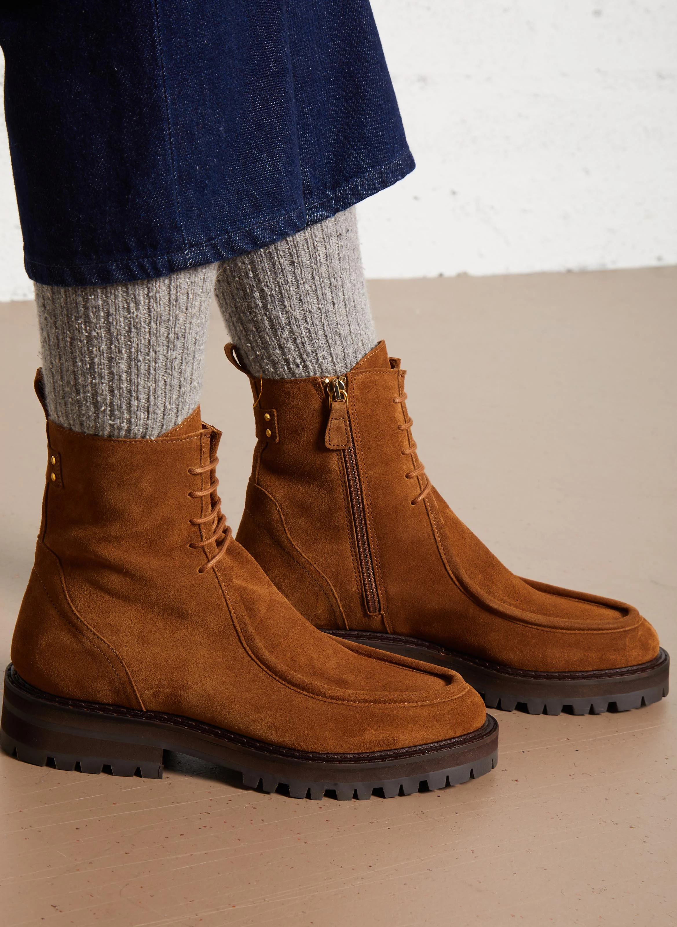 GEMMA - Bottines en cuir | Beige