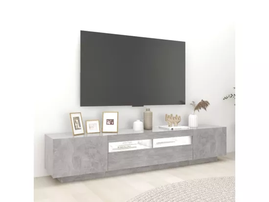 Meuble TV avec lumières LED Gris béton 200x35x40 cm