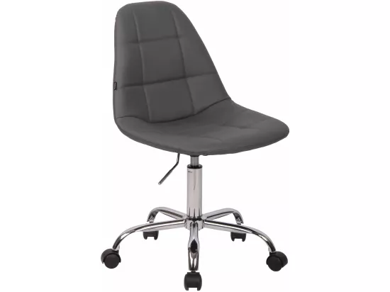 Chaise de bureau - Similicuir & Métal chromé - Gris - Reims