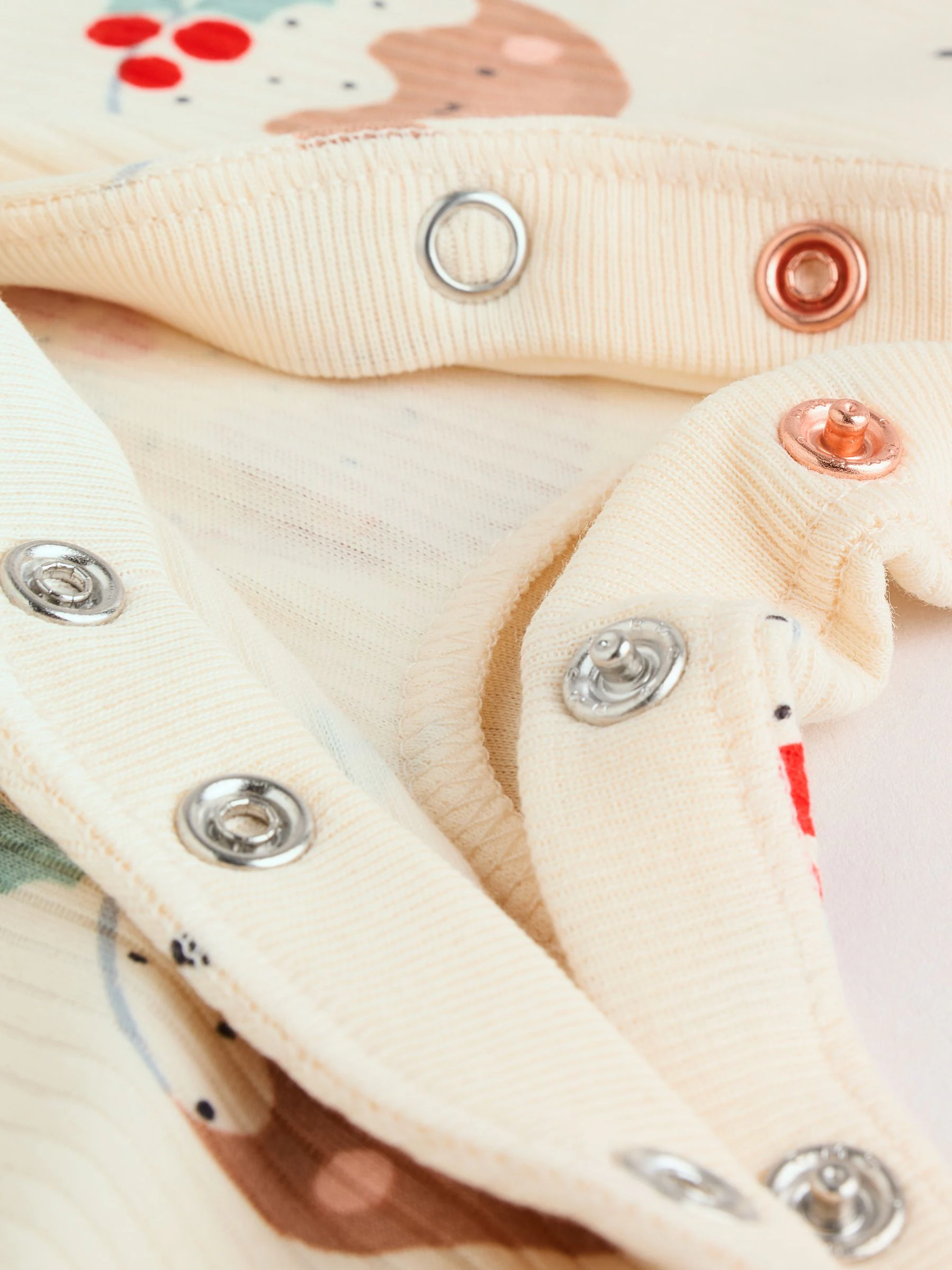 Ecru - Baby Kerstmis pyjama's met drukknopen 3 stuks (0mnd-2jr)
