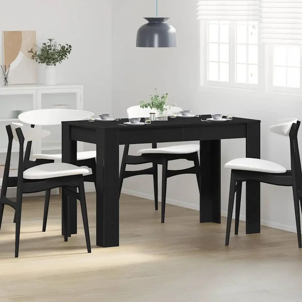 vidaXL Eettafel - Rechthoekige tafel - Zwart eiken - Bewerkt hout - 120x60x76 cm