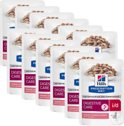 Hill's Pet Nutrition Prescription Diet Digestive Care I/D Aliment Pour Chat Au Saumon 12x85g