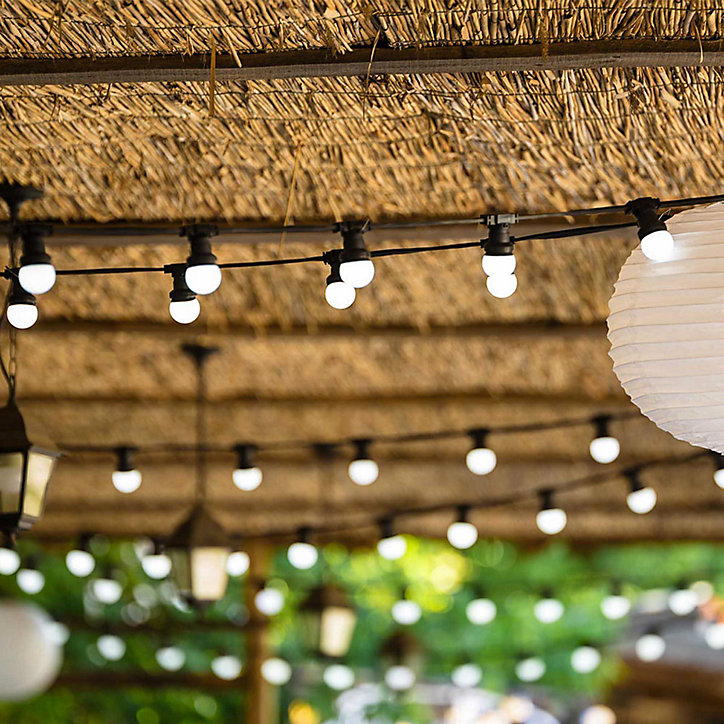 Guirlande solaire LED Party Milky Solar 100lm IP44 1W blanc chaud L3,750m