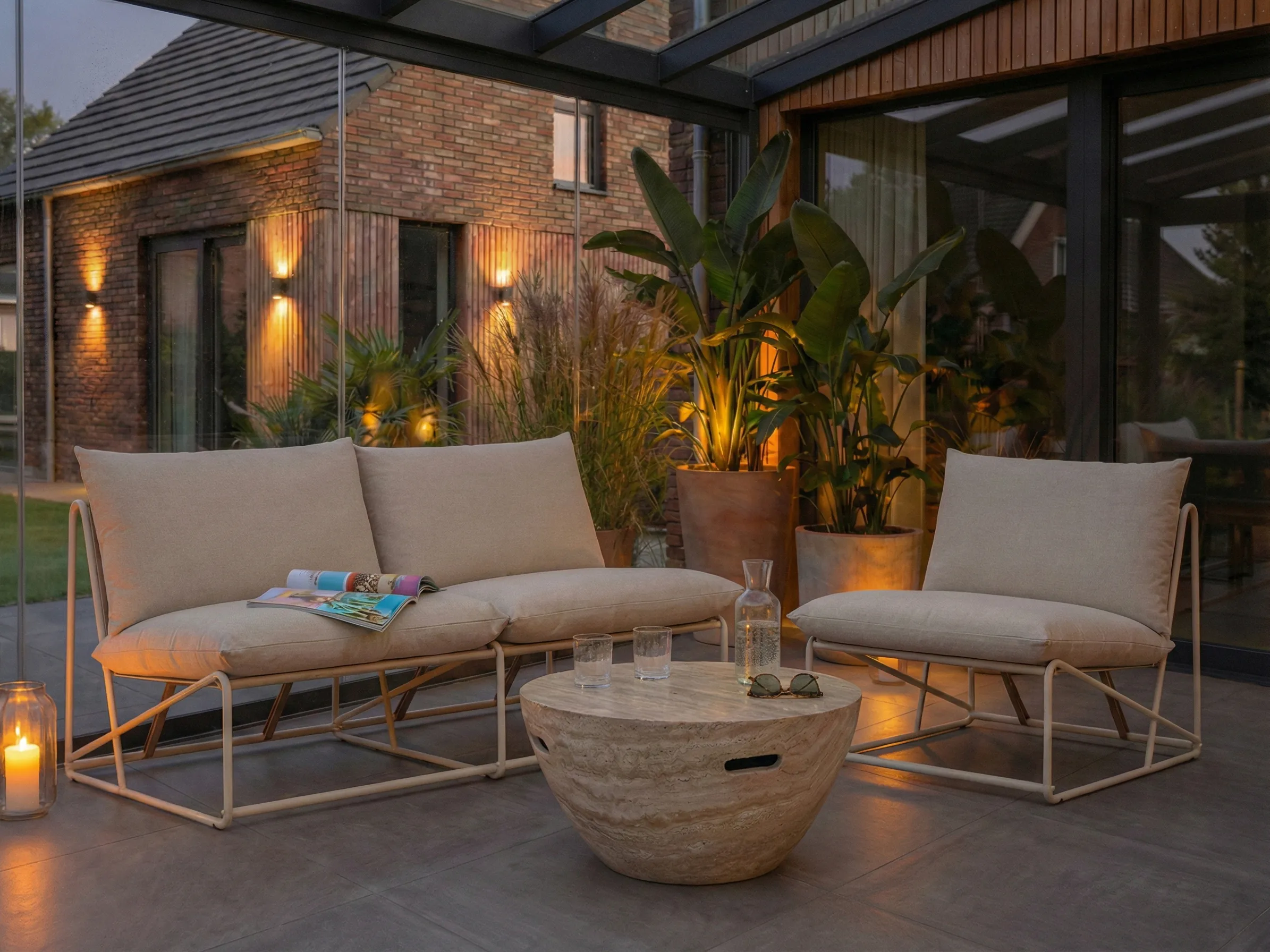 Tuin bankenset 3-zits PICO Metaal Lichtbeige