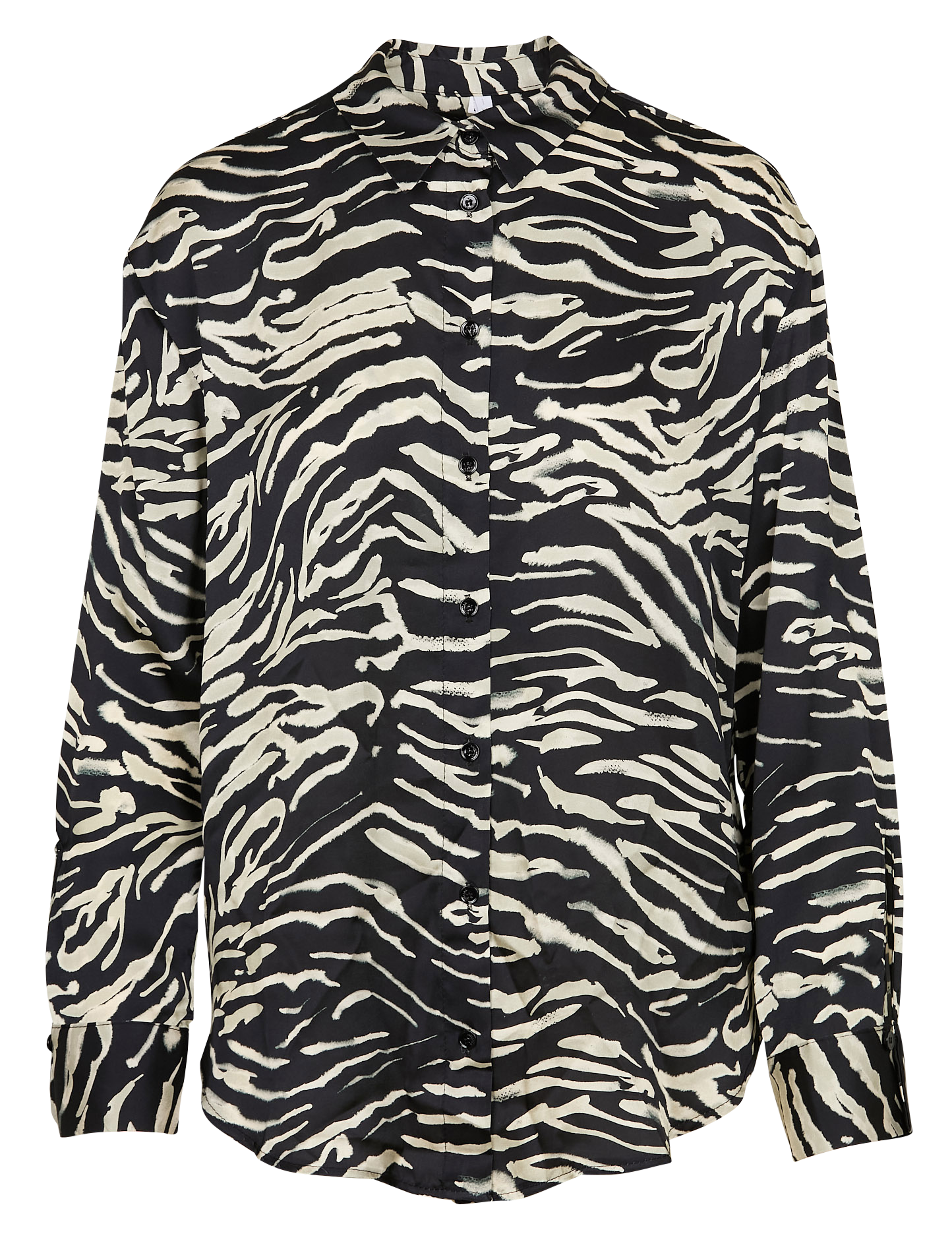 Chemise col classique droite imprimée | Noir