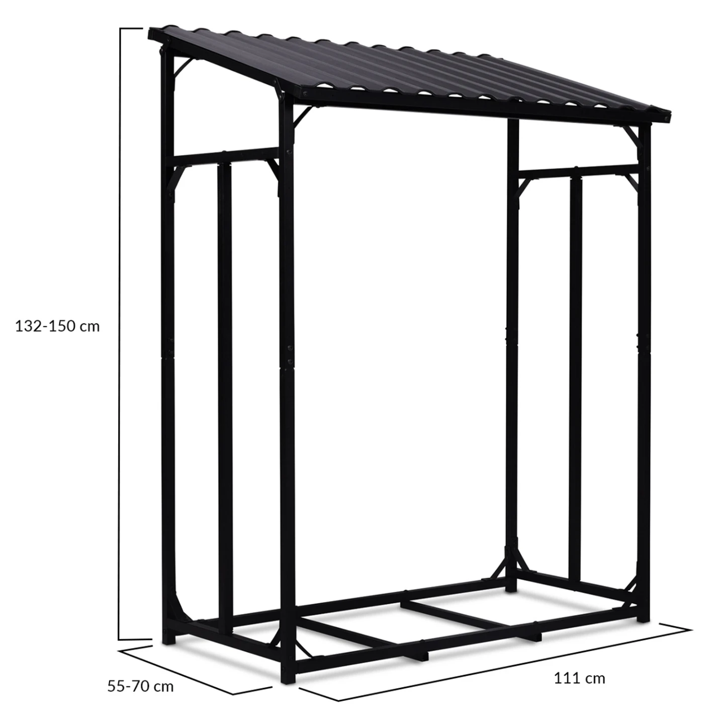 Abri de stockage en acier galvanisé pour bûches L.111 cm avec housse de protection 150 gr