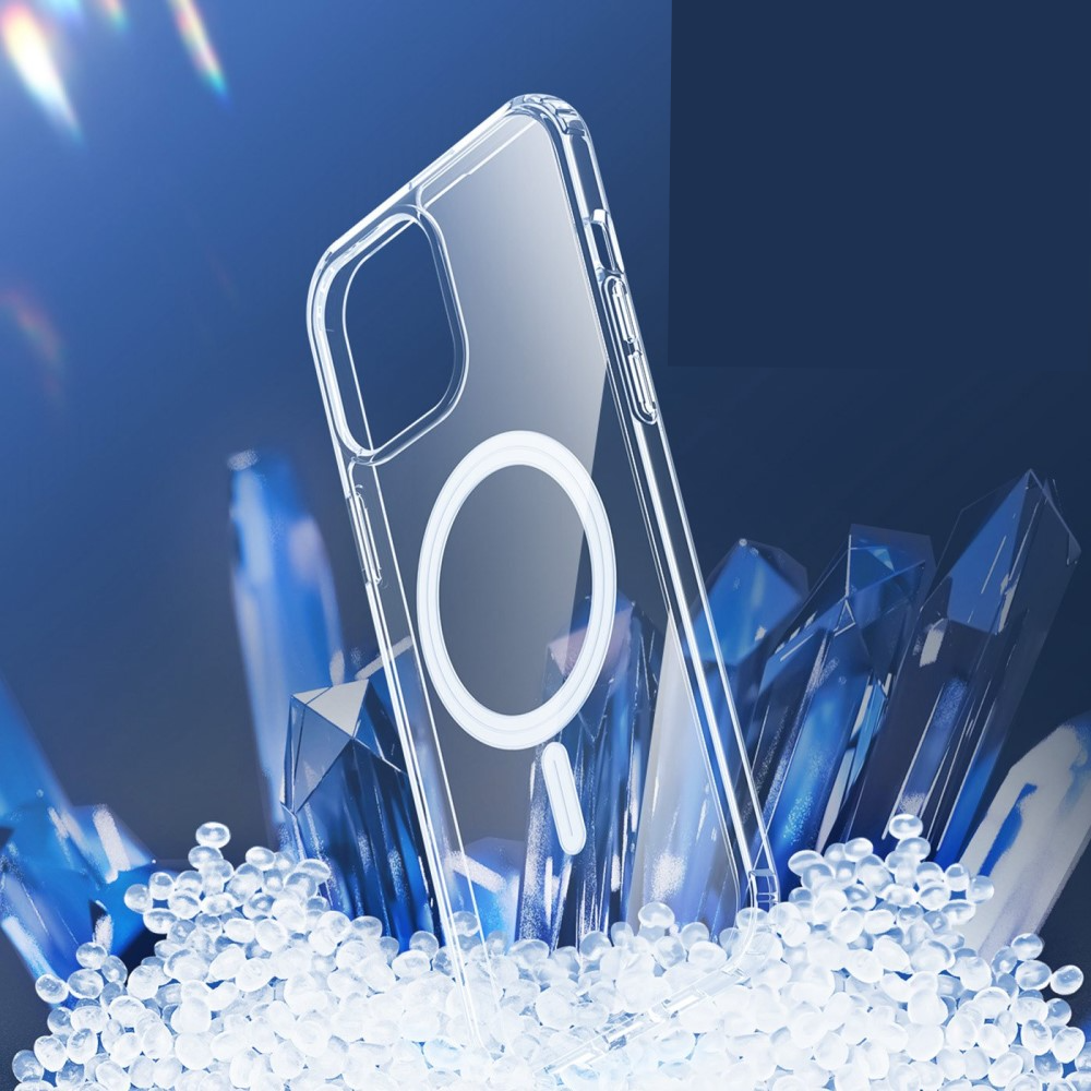 iPhone 14 MagSafe Hybrid Hardcase Hülle TPU Bumper   Kunststoff Rückseite - Transparent / Silber