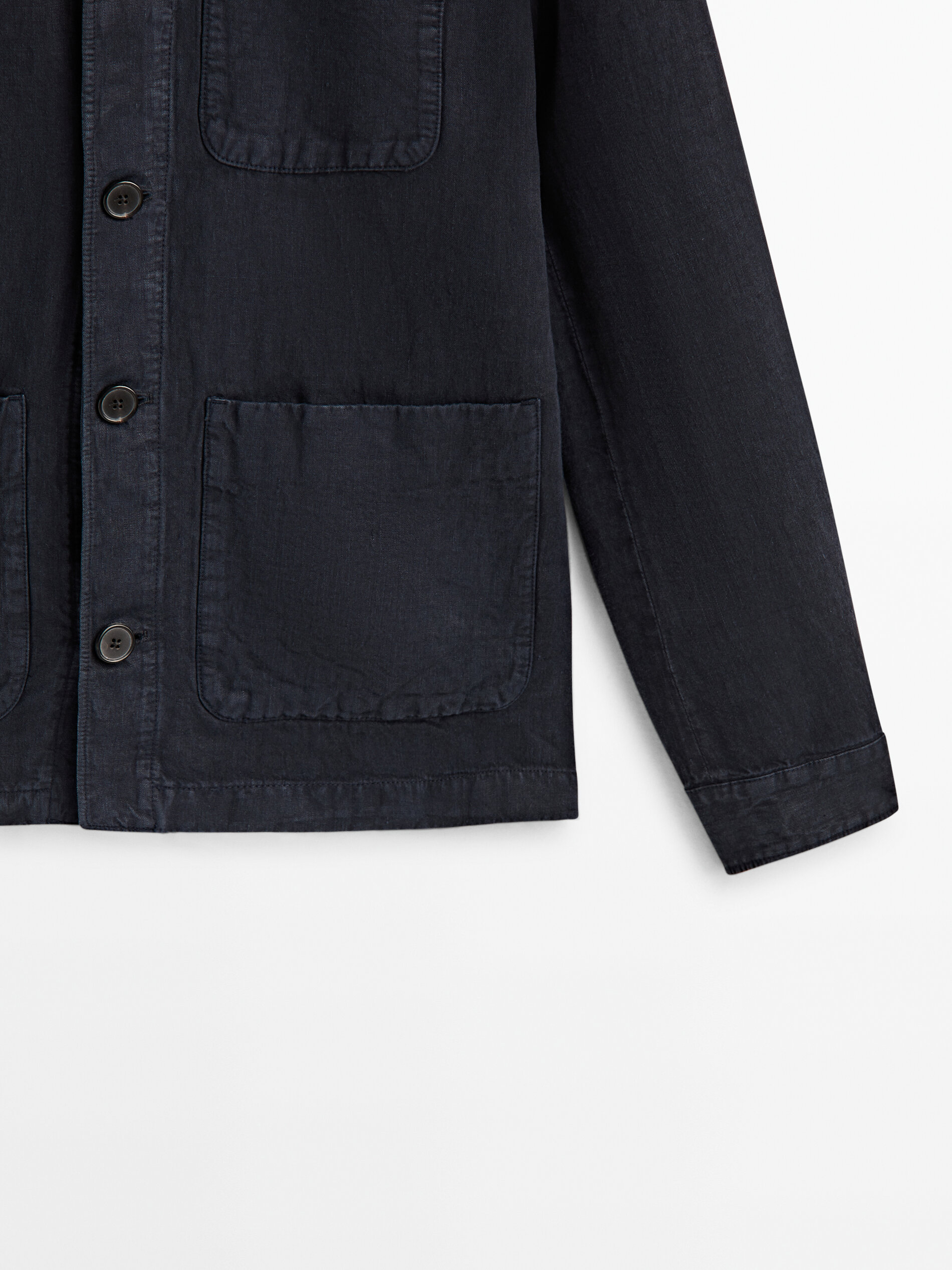 Conjunto de sobrecamisa de linho - AZUL MARINHO