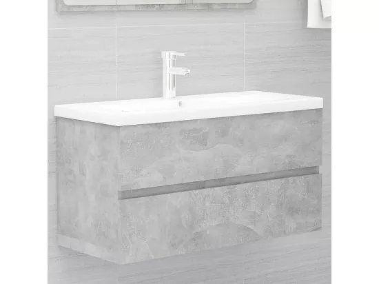 Armoire d'évier et lavabo intégré Gris béton Bois d'ingénierie
