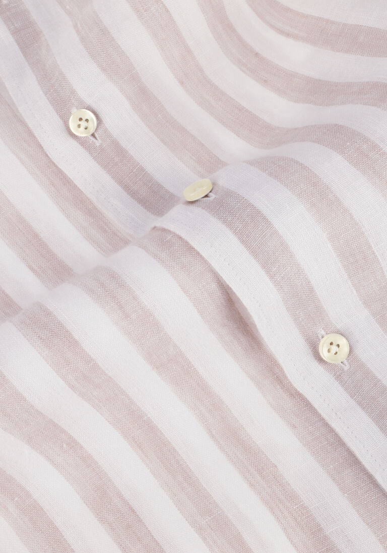 PROFUOMO beige profuomo klassiek overhemd shirt x-cutaway sc linnen