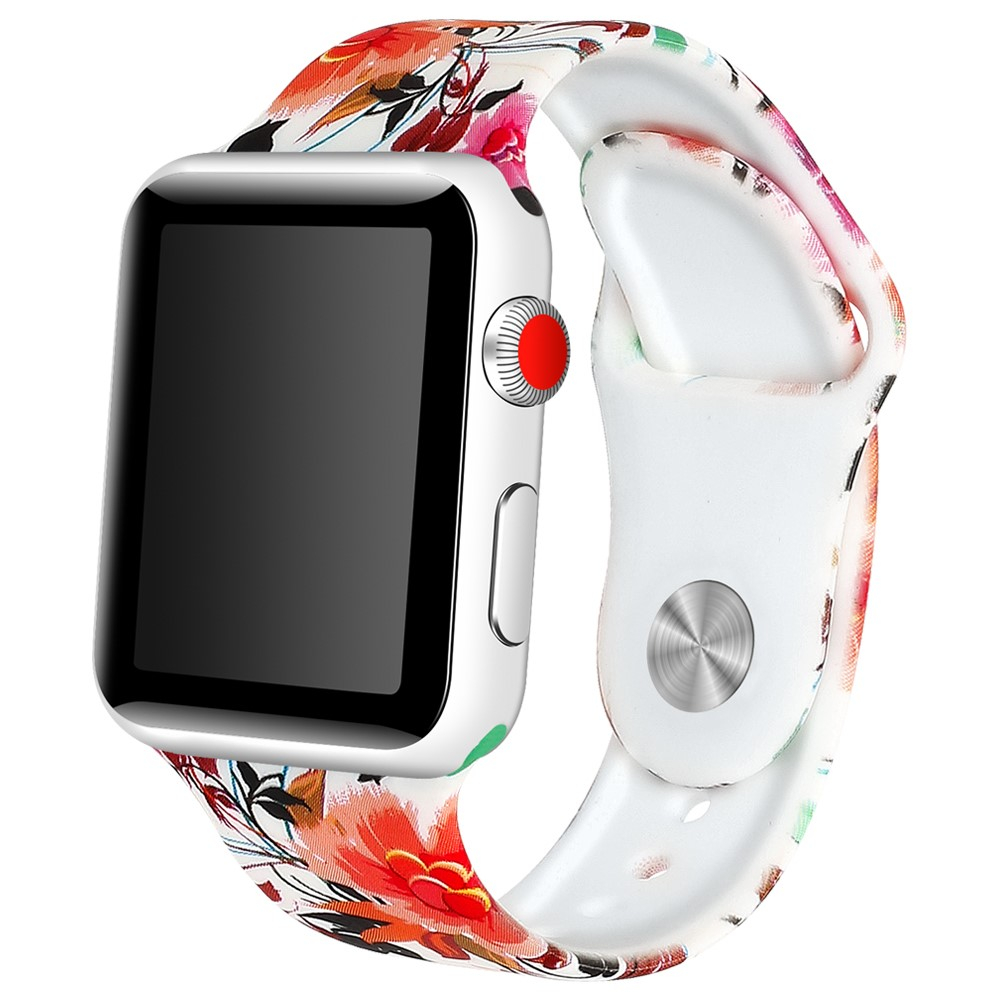 Apple Watch (42/41/40/38 mm) Silikon Sport Armband (Gelenkumfang 157 - 197mm) - Blumen