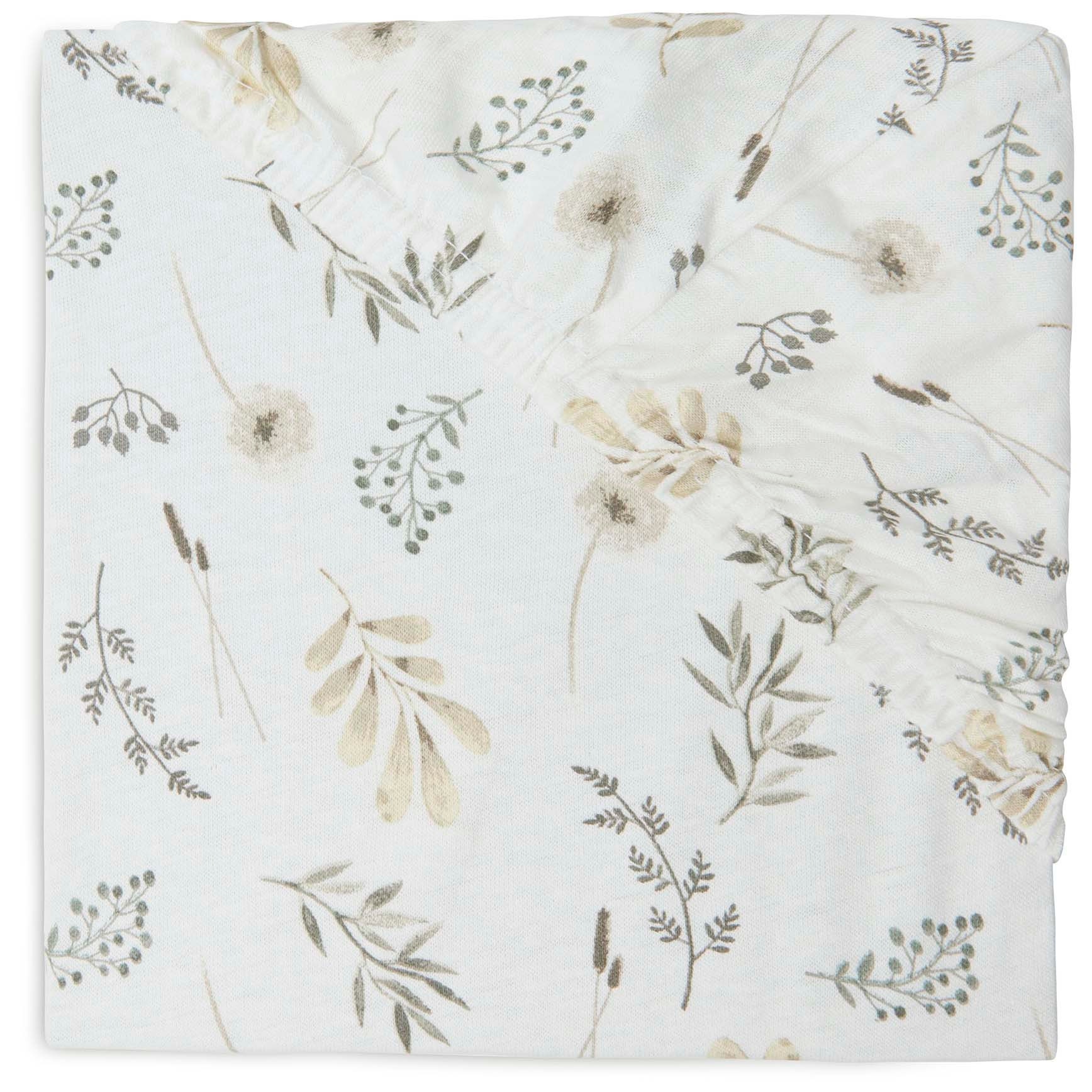 Jollein ledikant hoeslaken Wild Flowers wit