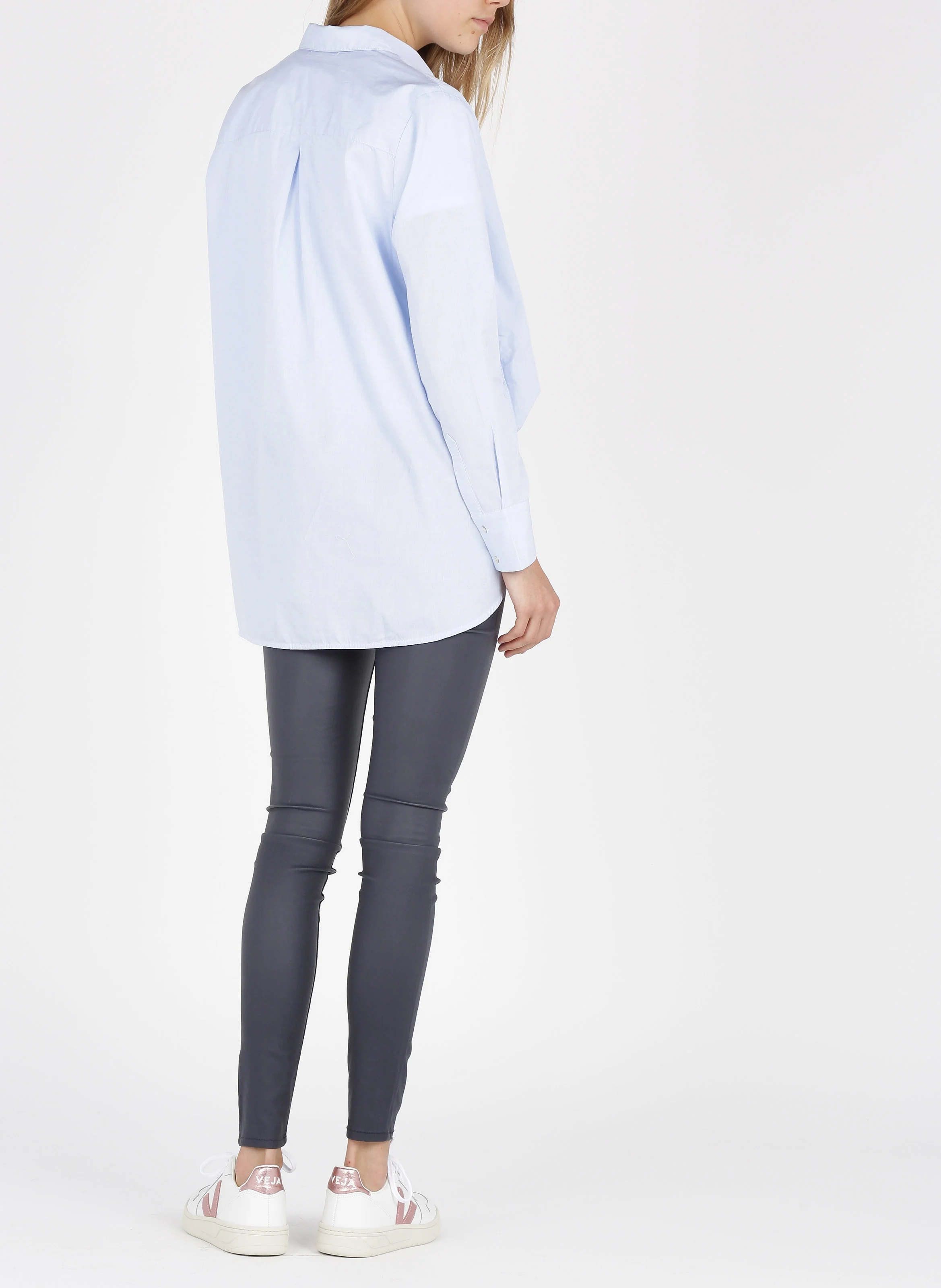 Chemise col classique oversize en coton | Bleu