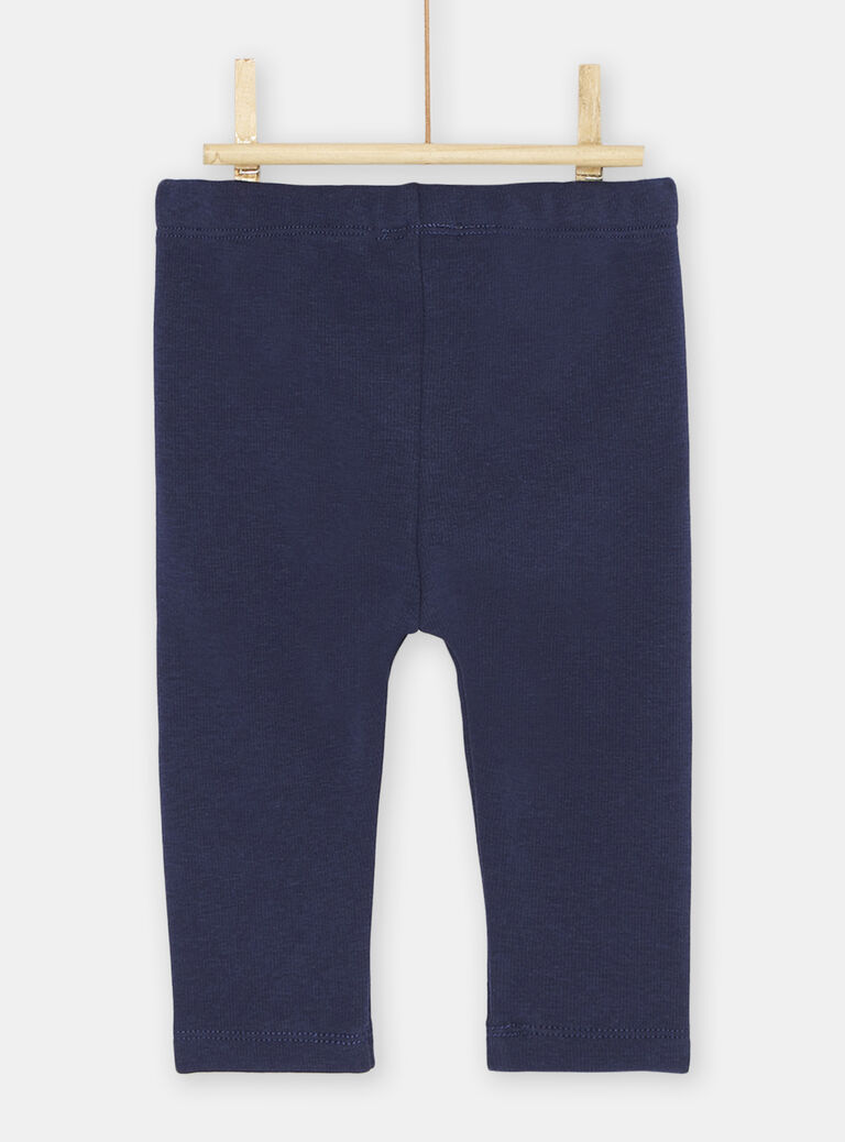 Pantalon bleu marine à broderies tête d'animal bébé fille