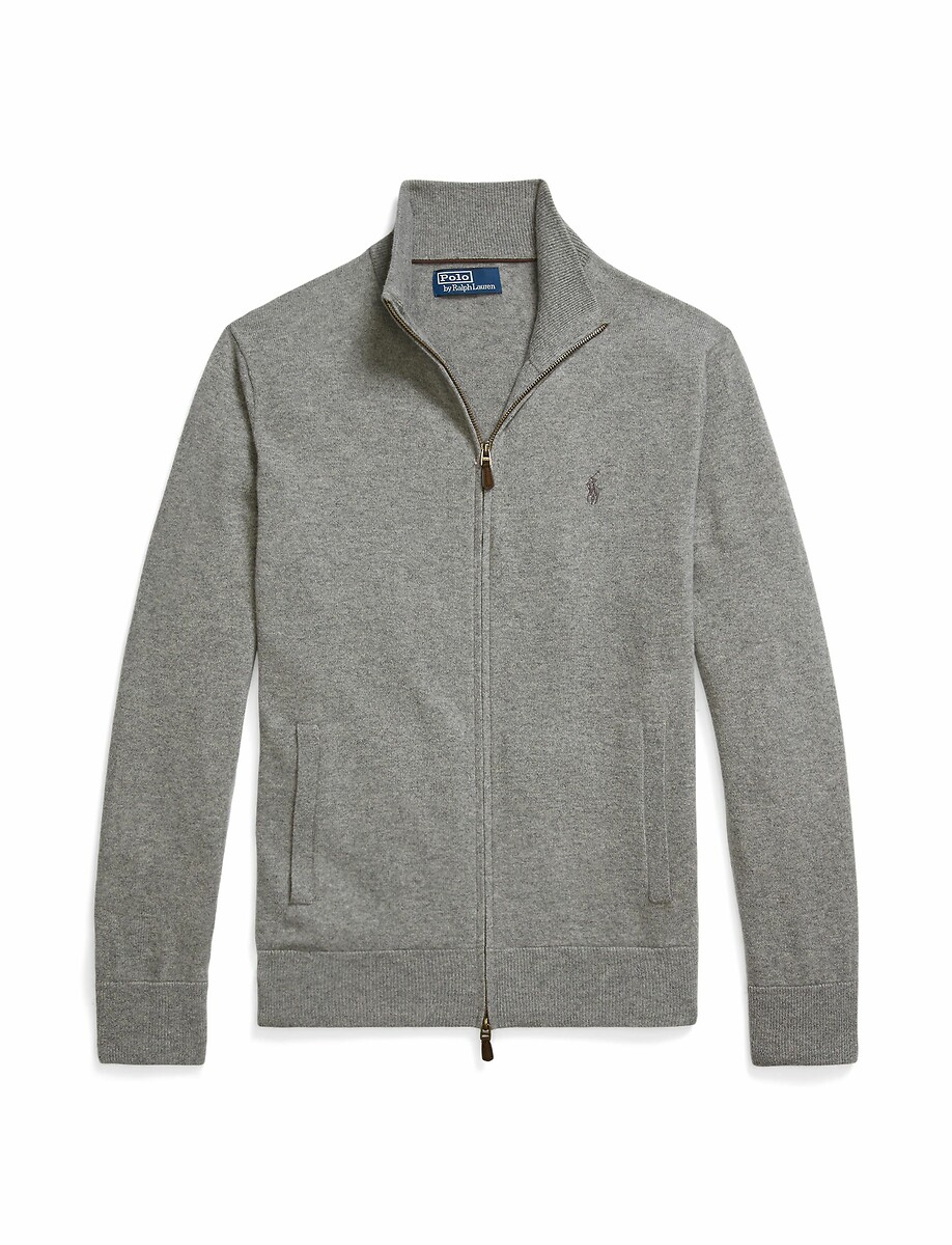POLO RALPH LAUREN<br>Cardigã de lã merino com zíper