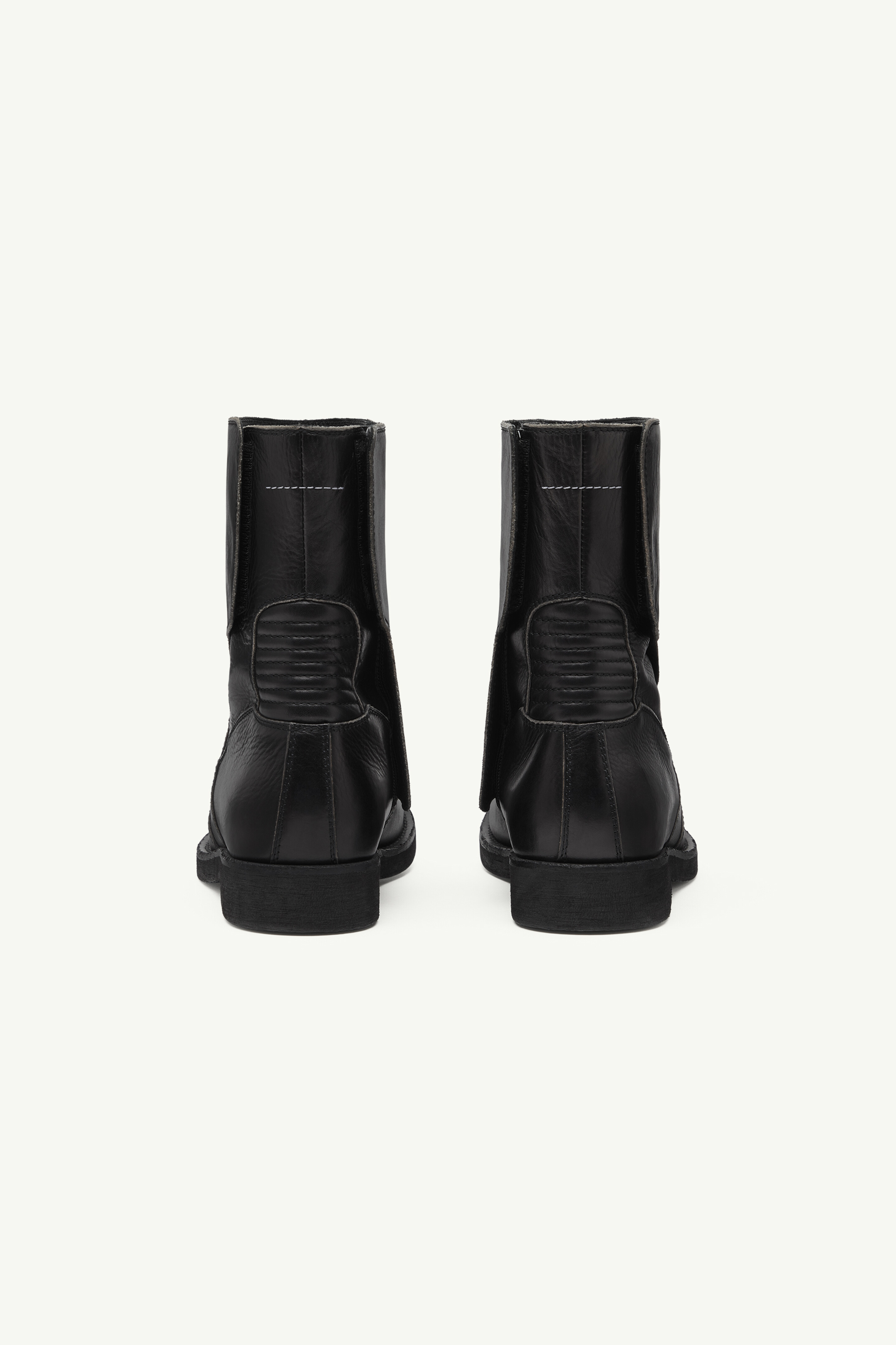 Bottines biker en cuir marron pour homme | MM6 Noir
