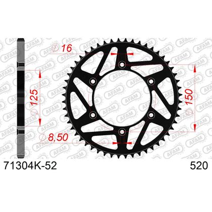 Couronne AFAM ACIER 520 - 52 DENTS - Noir / Multicolore