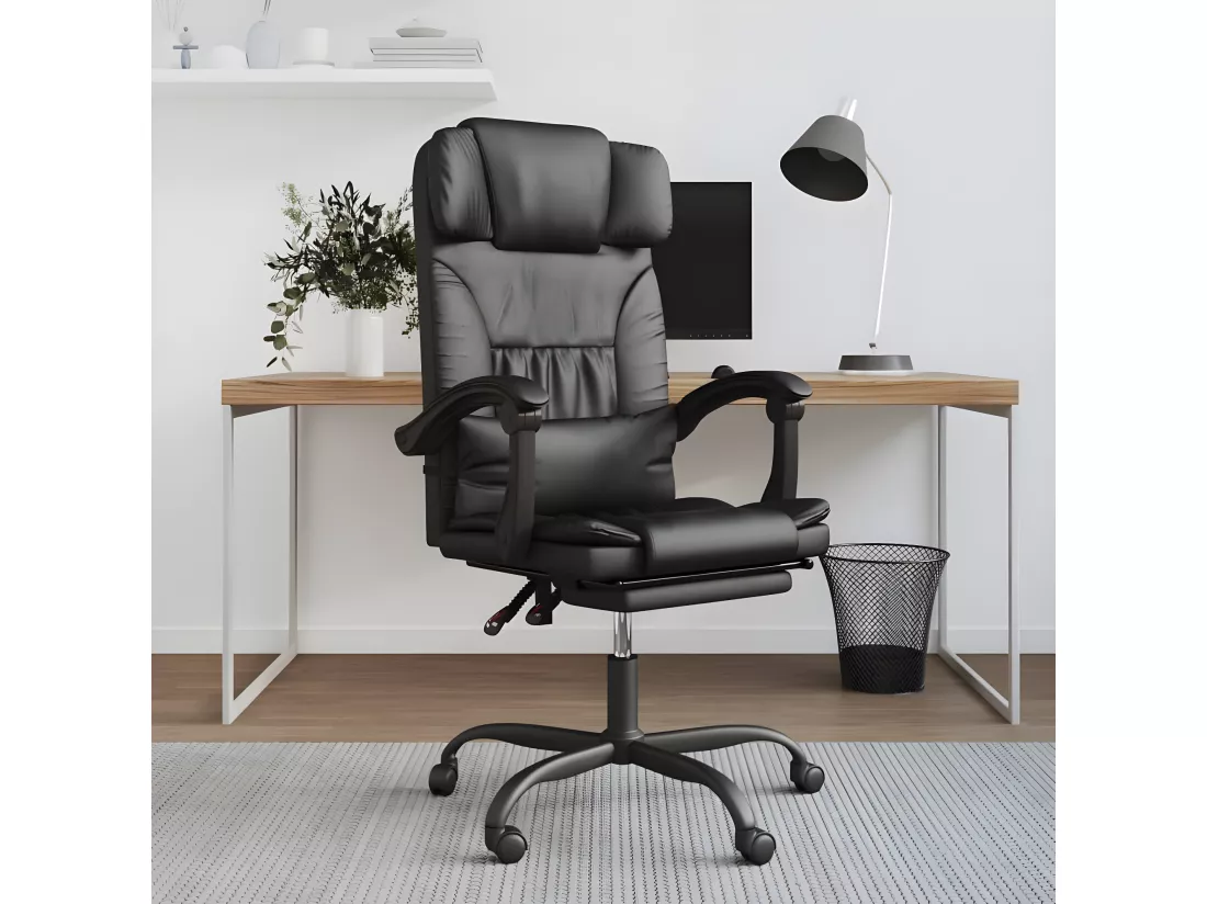 Fauteuil inclinable de bureau Noir Similicuir