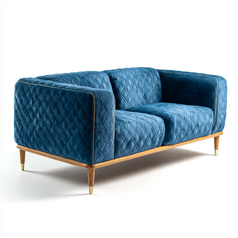 2-Sitzer-Sofa Samt 150x85x75 cm – Blau – Moderner Stil