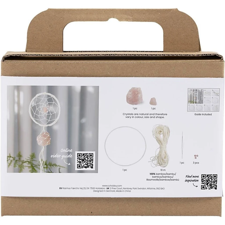 Mini DIY Kit - Macramé - Drømmefanger m/ Rosenkvarts Krystal