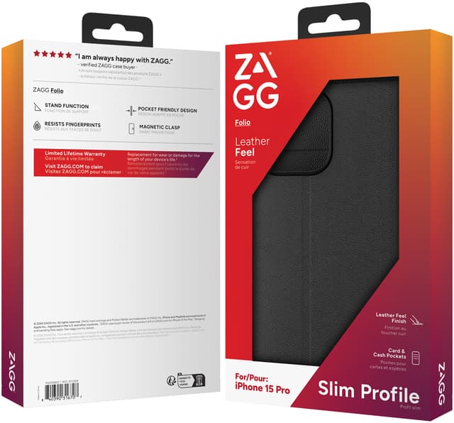 Zagg iPhone 15 Pro pungetui (sort)