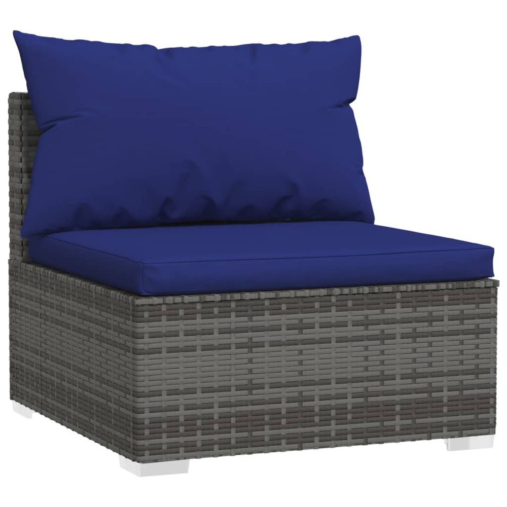 Salon de jardin meuble d'extérieur ensemble de mobilier 11 pièces avec coussins résine tressée gris