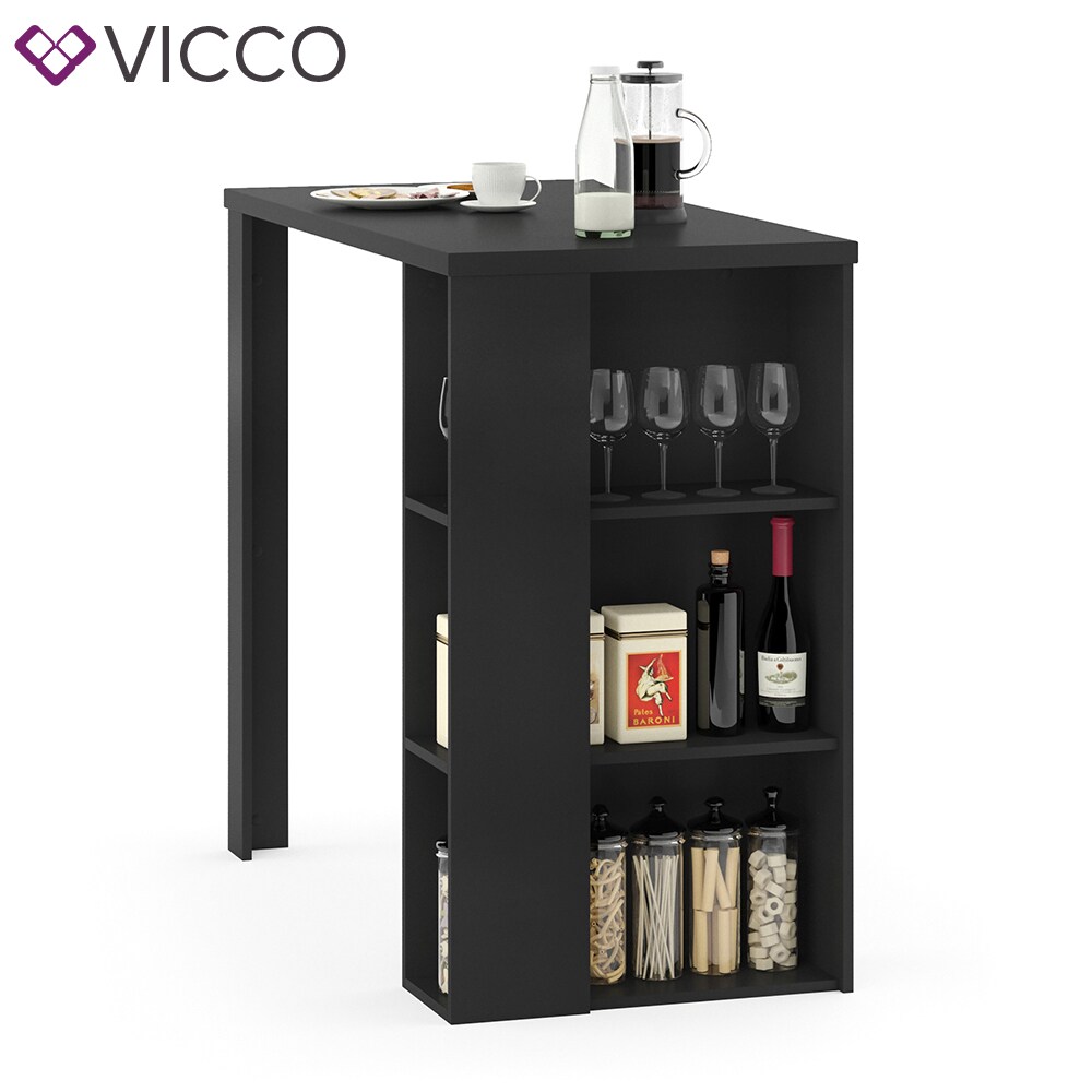 VICCO Bartisch NOEL Tresentisch Schwarz Ablagefächer 120 x 105,6 x 60 cm