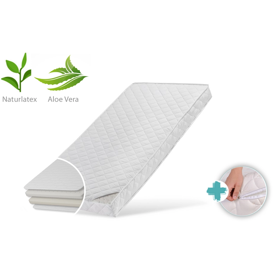 Kids Collective Babymatratze 60x120 LATEX ROYAL mit Aloe Vera-Bezug, 10 cm hoch weiß ohne Spannbettlaken
