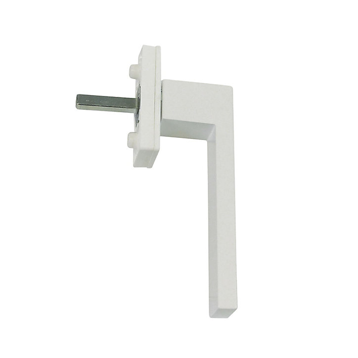 Poignée alu carré blanc pour fenêtre pvc