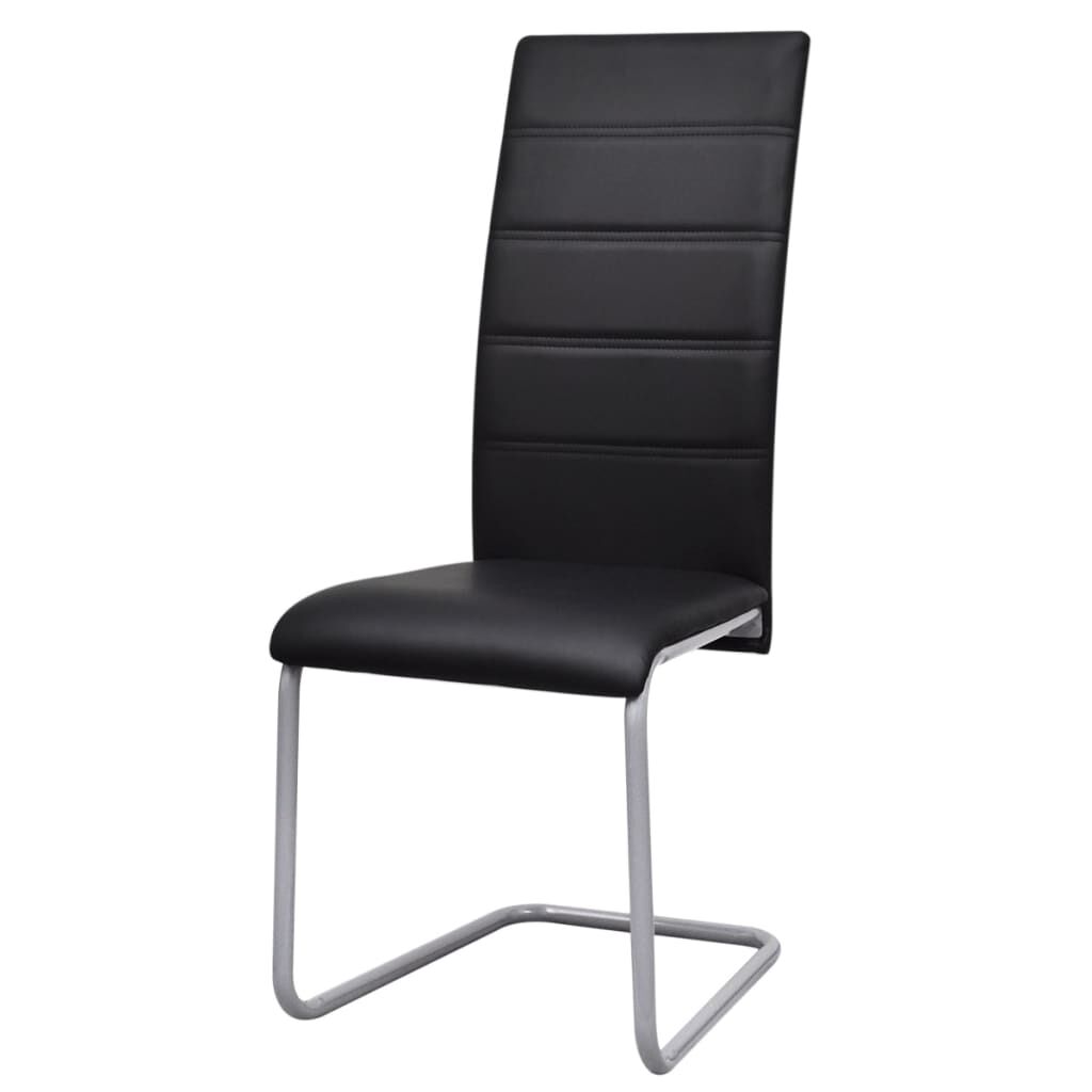 vidaXL Cantilever eetkamerstoelen, set van 2, zwart, kunstleer