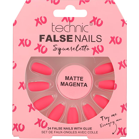 Kunstige negle Squareletto Matte Magenta