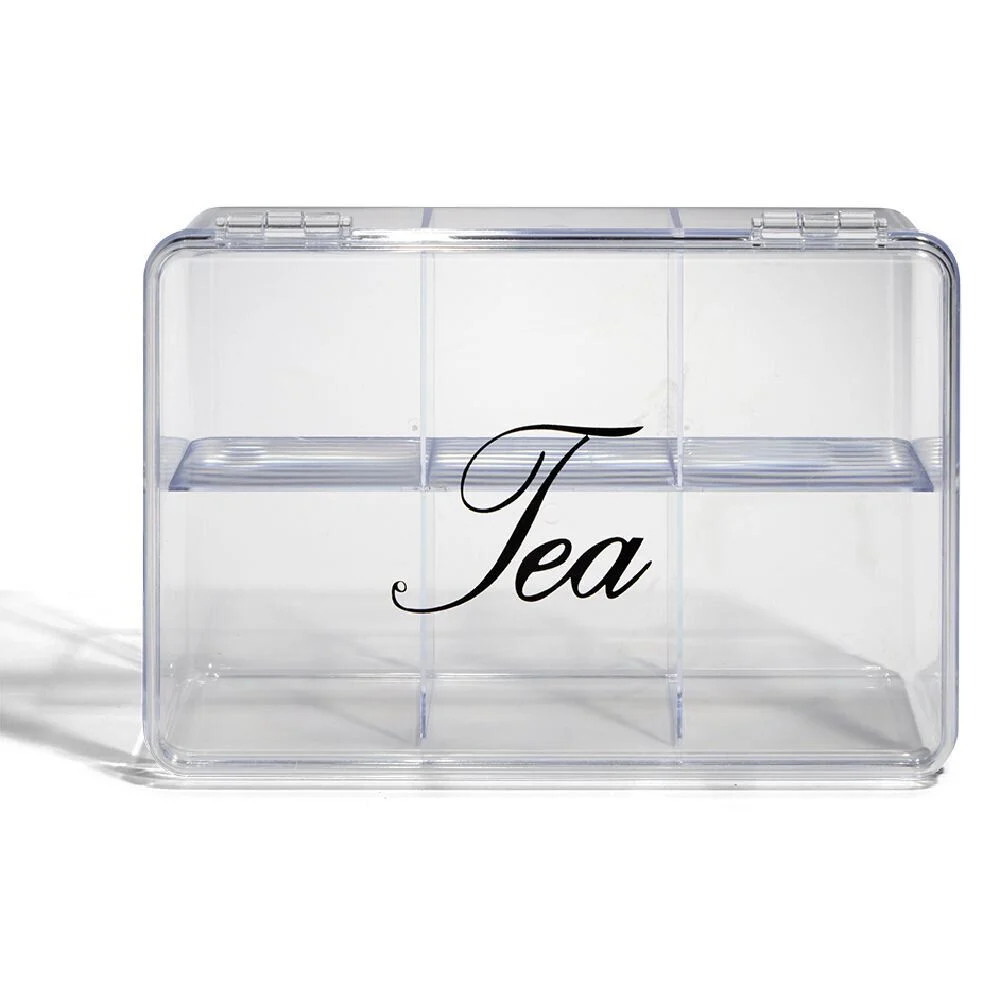 Boîte à thé plastique transparent 21,5x15x8,5cm